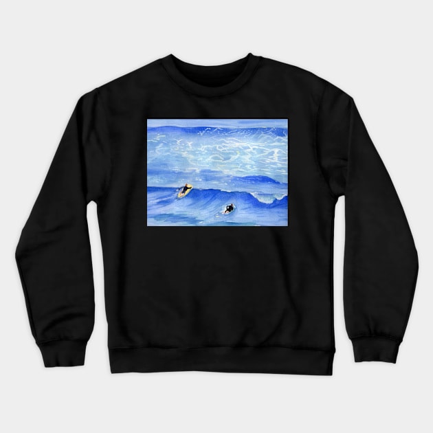 Taking the next wave Surf Art Painting Crewneck Sweatshirt by Sandraartist